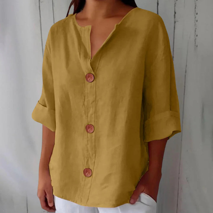 Claire | Cosy Oversized Button-Front Linen Tops