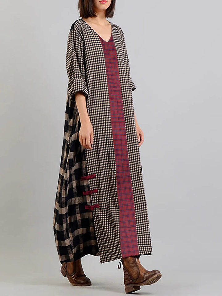 Claire | Effortless Plus Size Patchwork Maxi Linen Dress