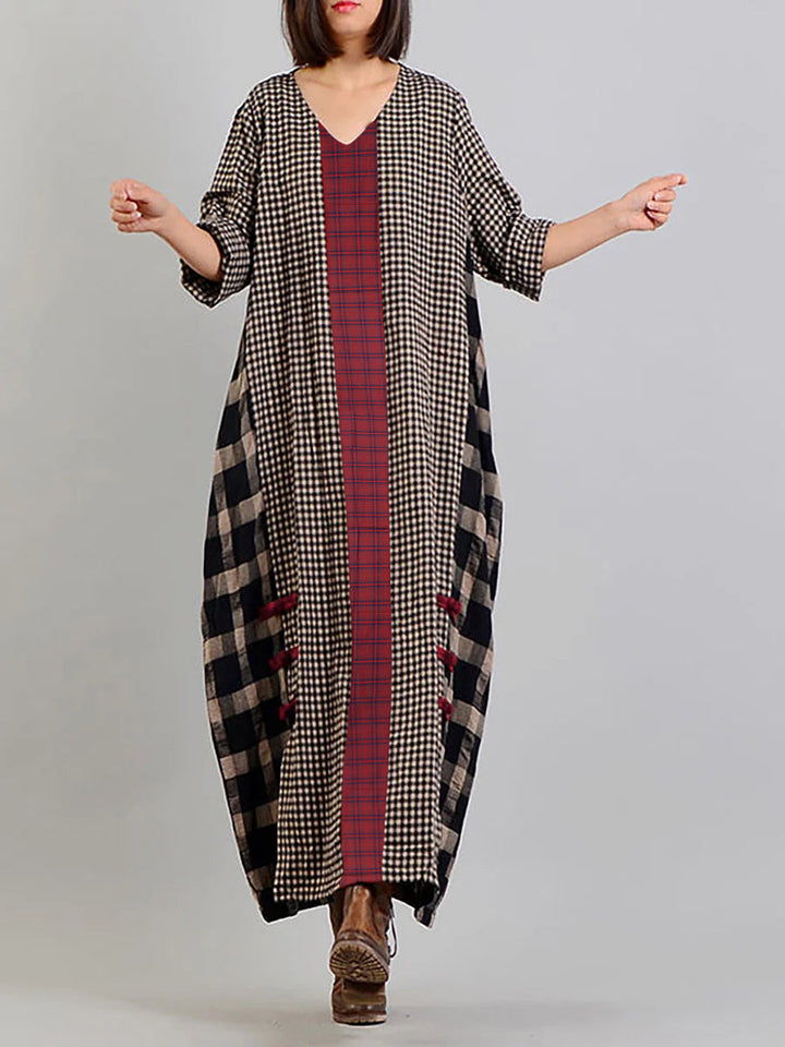 Claire | Effortless Plus Size Patchwork Maxi Linen Dress