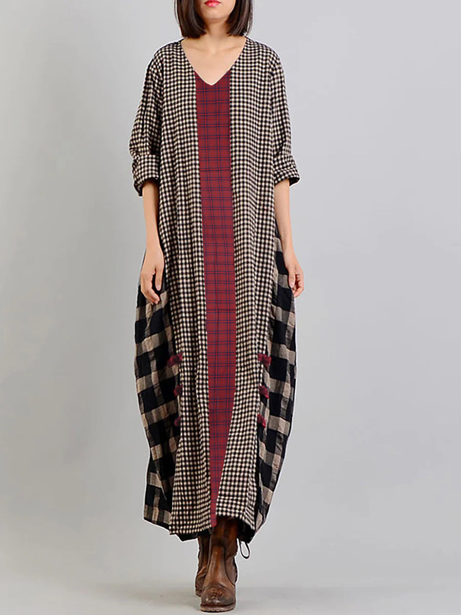 Claire | Effortless Plus Size Patchwork Maxi Linen Dress