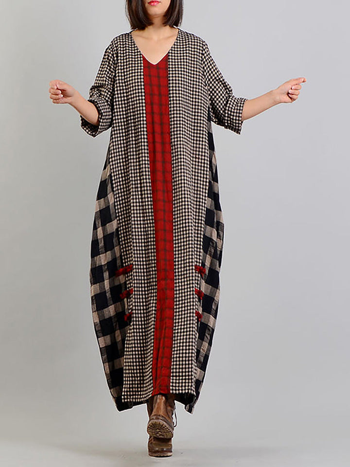 Claire | Effortless Plus Size Patchwork Maxi Linen Dress