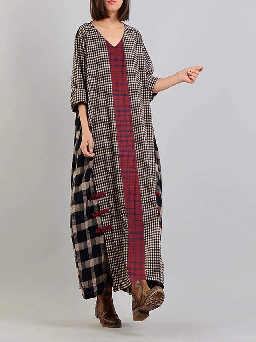 Claire | Effortless Plus Size Patchwork Maxi Linen Dress