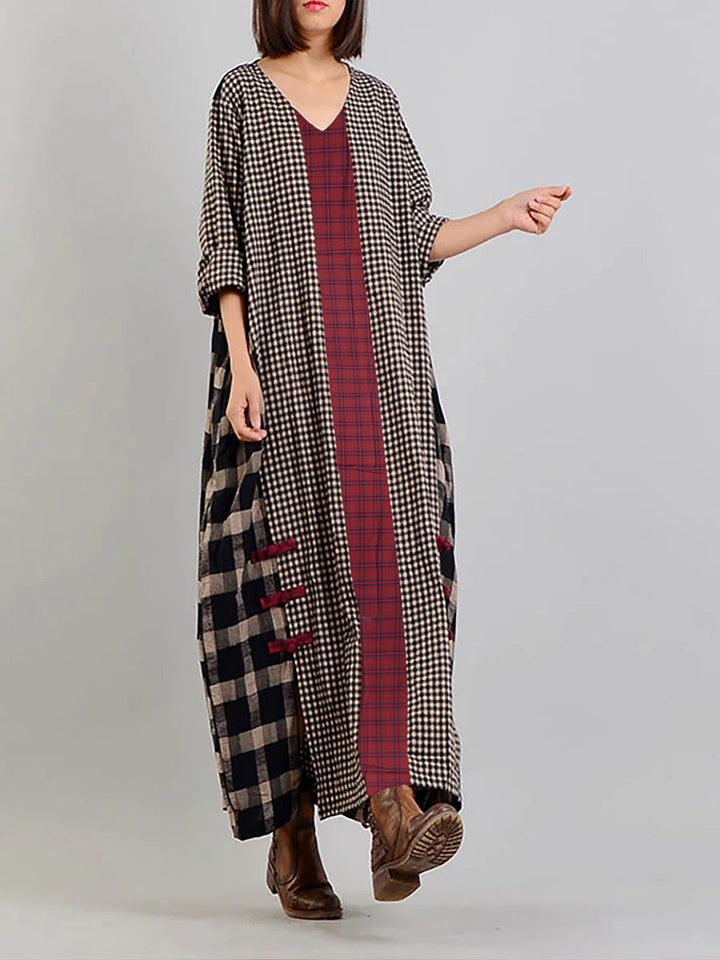 Claire | Effortless Plus Size Patchwork Maxi Linen Dress