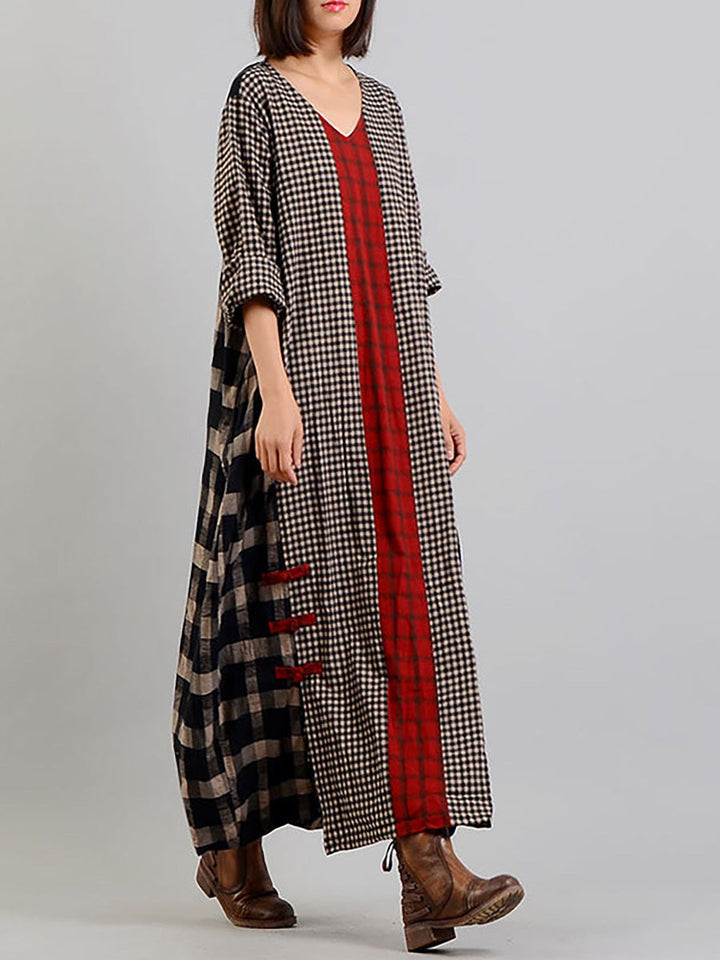 Claire | Effortless Plus Size Patchwork Maxi Linen Dress