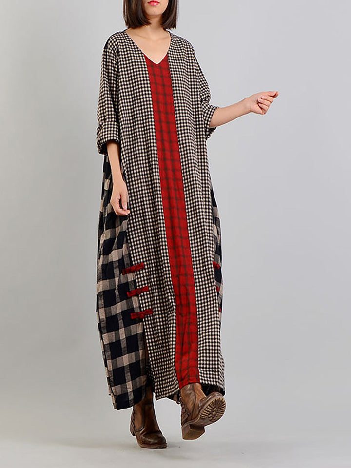 Claire | Effortless Plus Size Patchwork Maxi Linen Dress