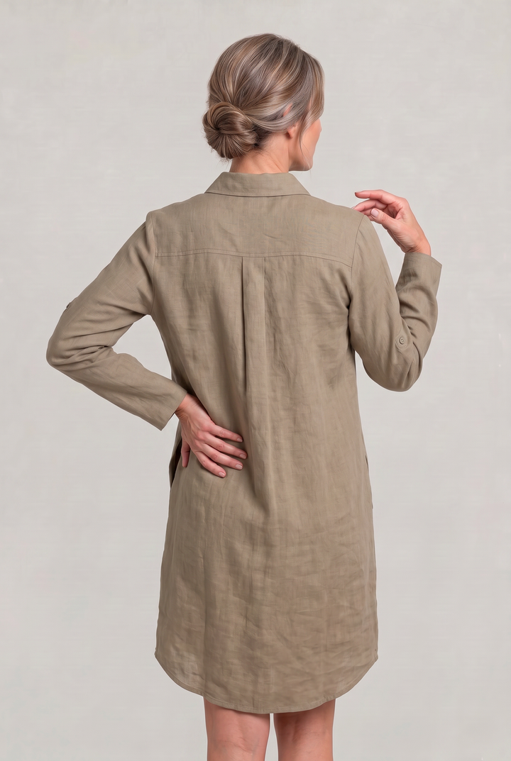 Claire | Polished Oversized Button Down Linen Shirt Dress
