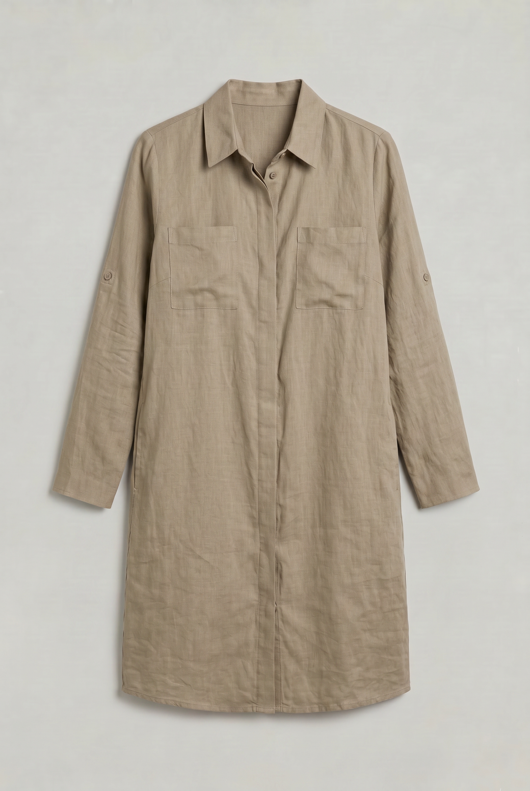 Claire | Polished Oversized Button Down Linen Shirt Dress