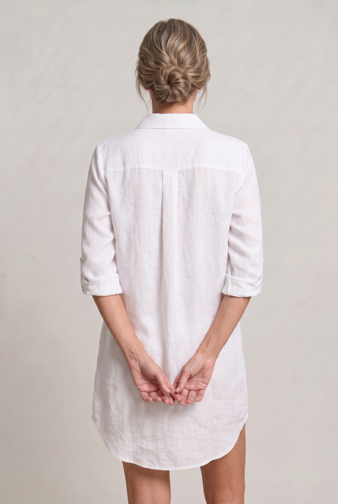 Claire | Polished Oversized Button Down Linen Shirt Dress