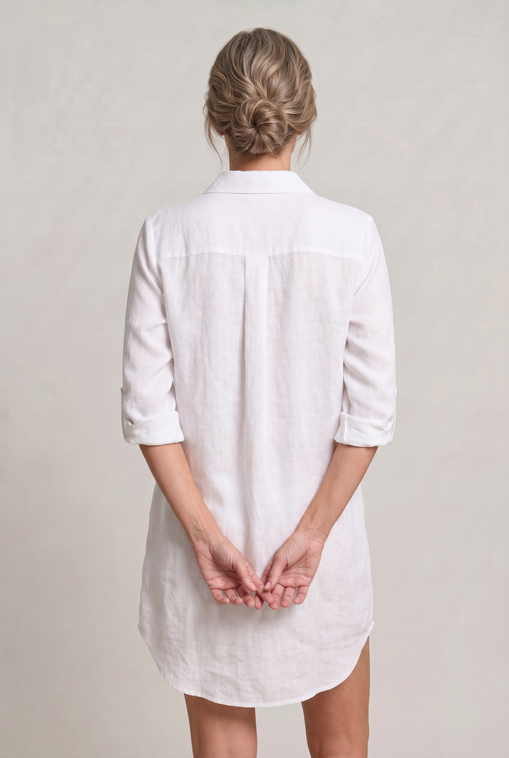 Claire | Polished Oversized Button Down Linen Shirt Dress