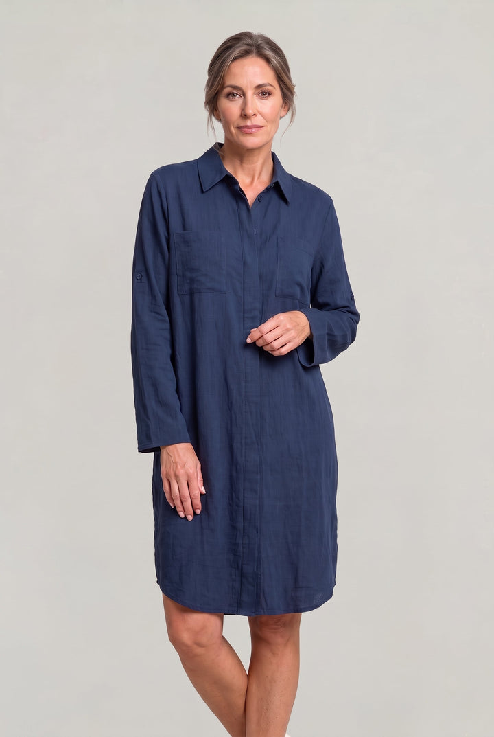 Claire | Polished Oversized Button Down Linen Shirt Dress