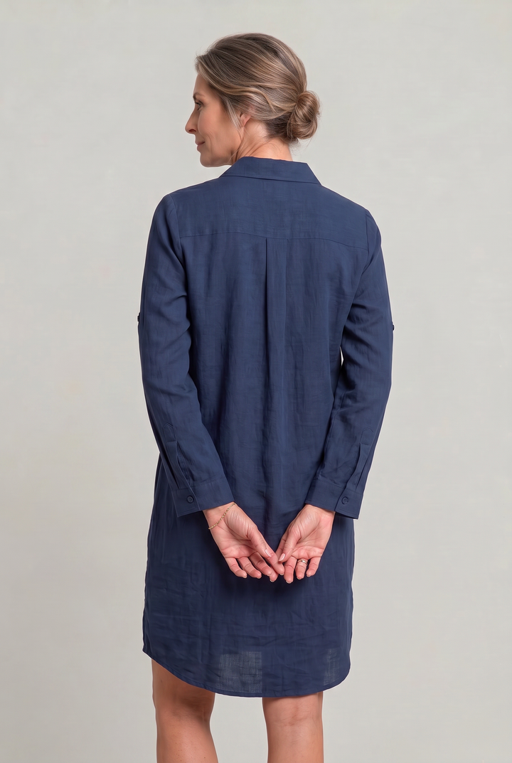 Claire | Polished Oversized Button Down Linen Shirt Dress