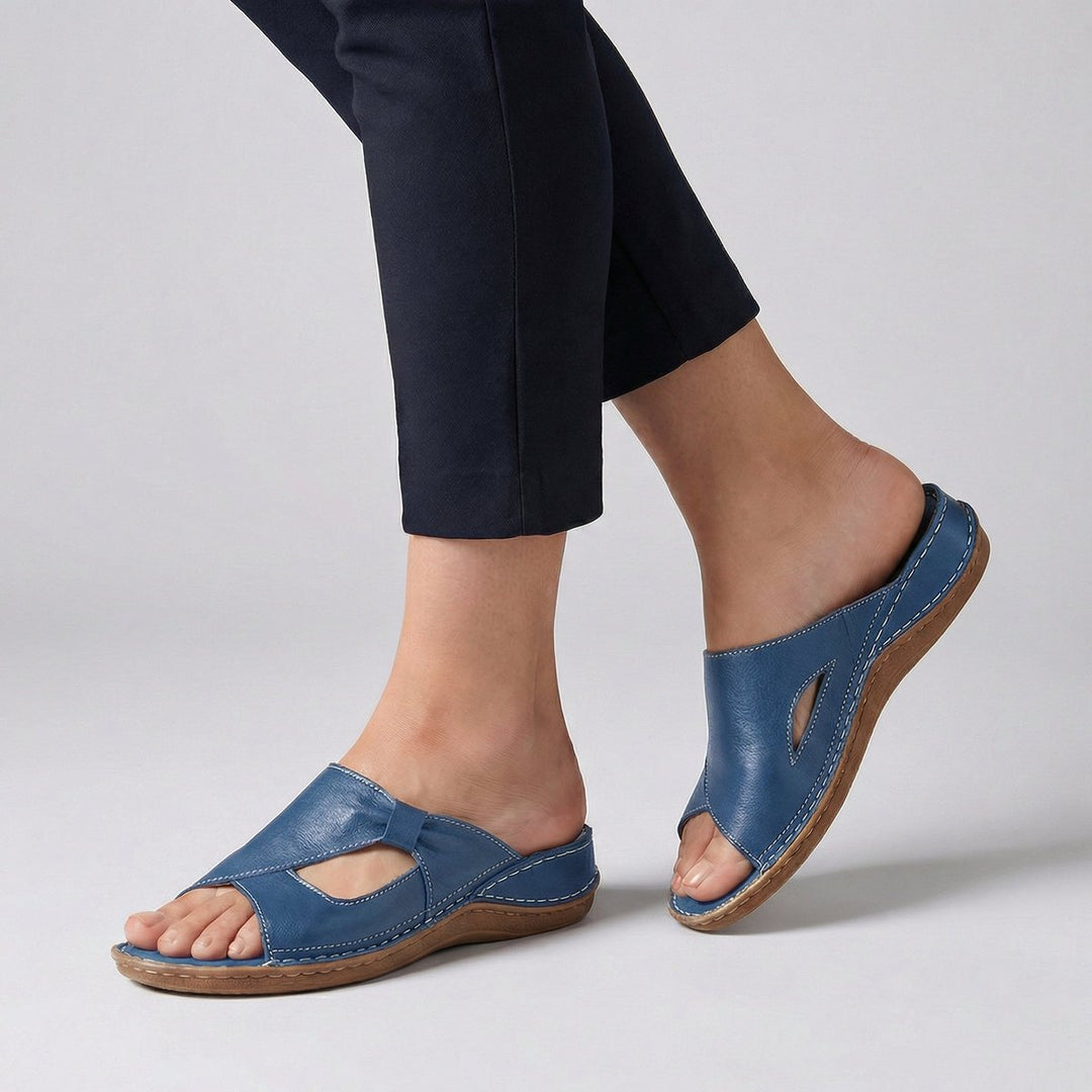 Claire | Relaxed Cut-Out Flat Mule Sandals