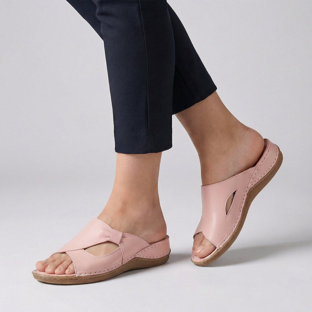 Claire | Relaxed Cut-Out Flat Mule Sandals