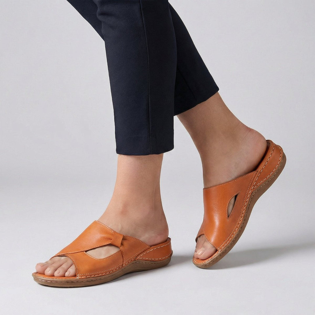 Claire | Relaxed Cut-Out Flat Mule Sandals