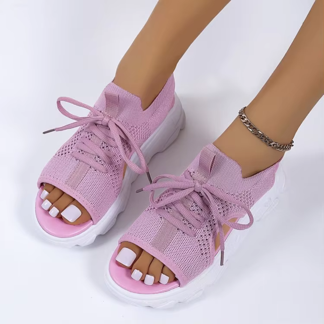 Claire | Sophisticated Chunky Platform Sandals with Lace-Up Knit Design