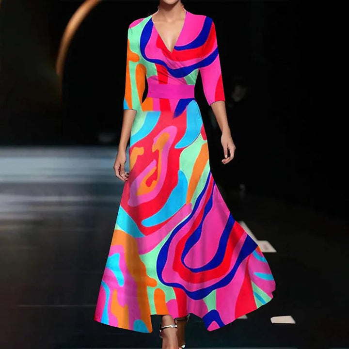 Claire | Sophisticated Floral Print Cocktail Maxi Dress