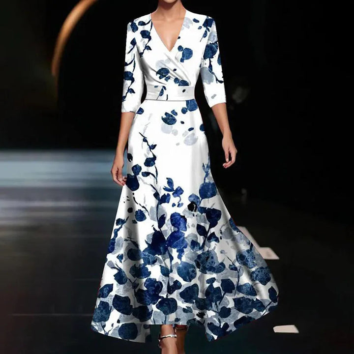 Claire | Sophisticated Floral Print Cocktail Maxi Dress