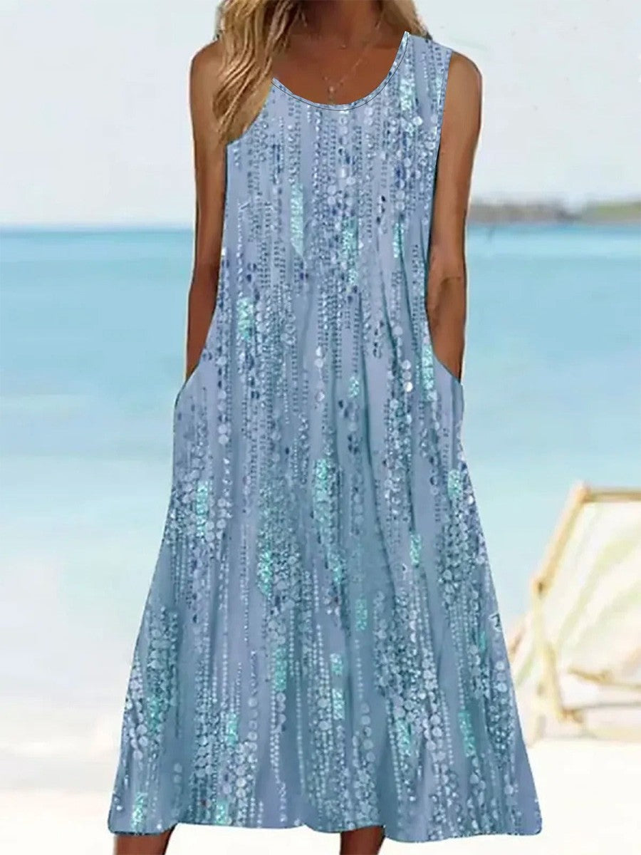 Claire | Timeless Sleeveless Sequin-Effect Midi Party Dress