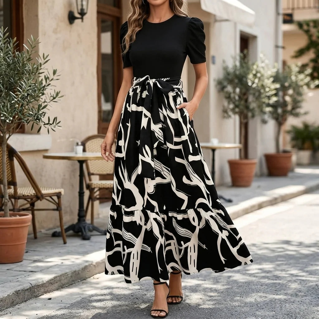 Aaliyah | Cosy Floral Tie-Waist Maxi Races Dresses