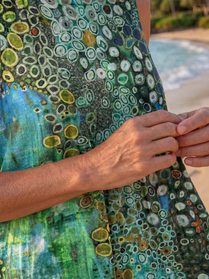 Daisy | Abstract Print Sleeveless Midi Summer Dresses