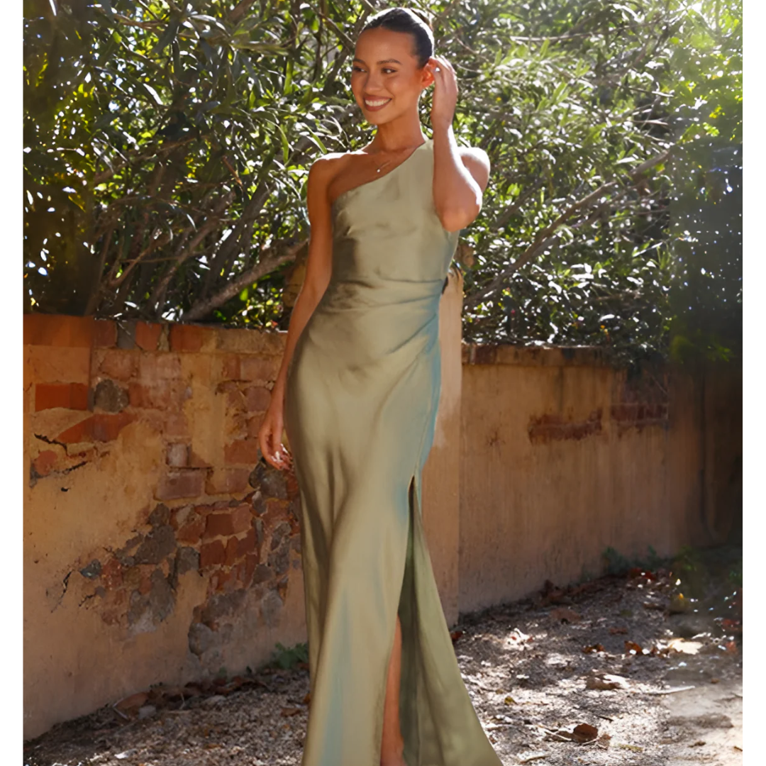 Daisy | Chic One Shoulder Satin Races Dress with Side Slit