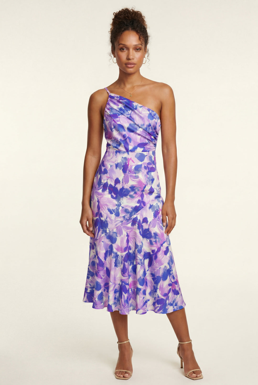 Daisy | Classic Floral One-Shoulder Midi Races Dress