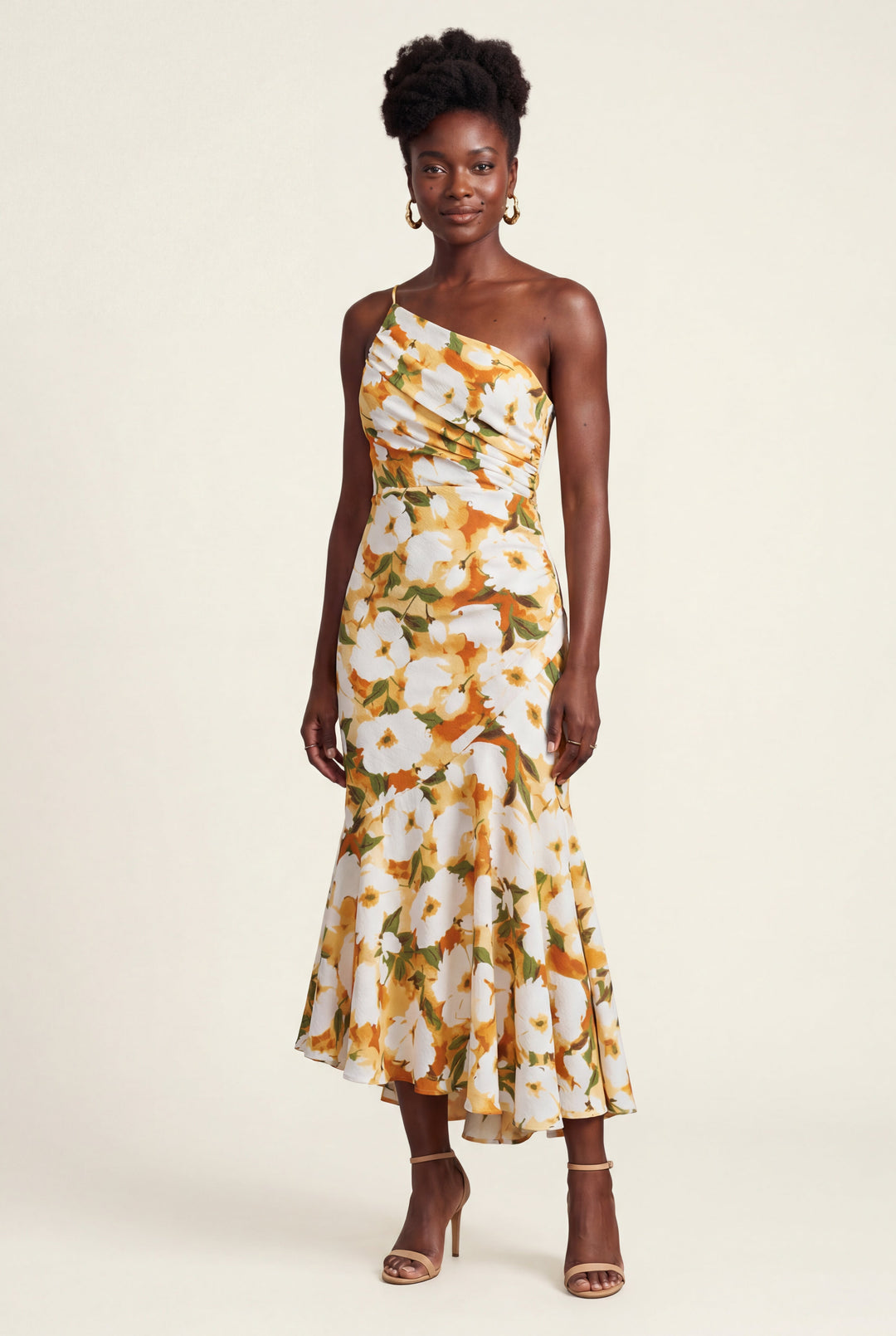 Daisy | Classic Floral One-Shoulder Midi Races Dress