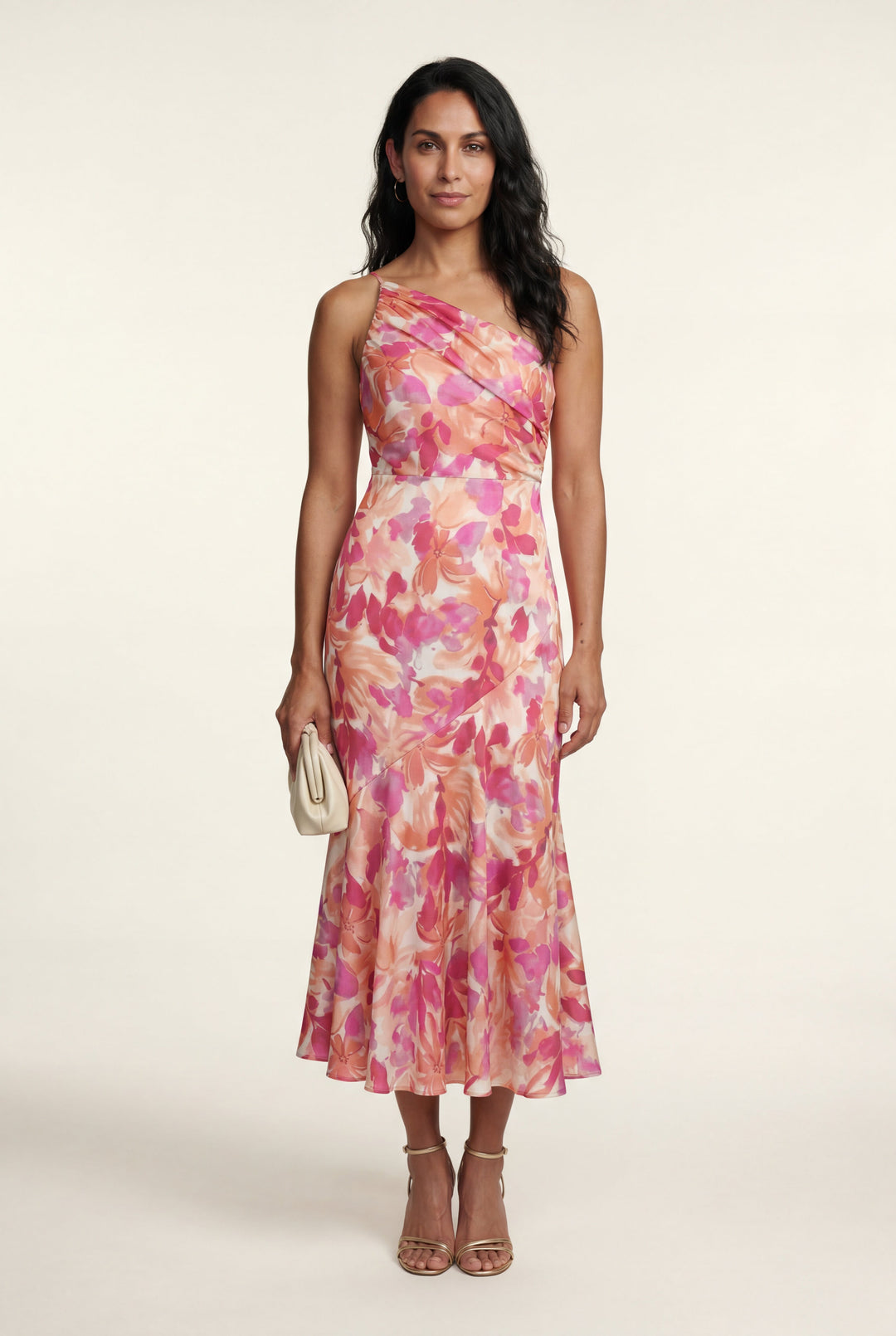 Daisy | Classic Floral One-Shoulder Midi Races Dress