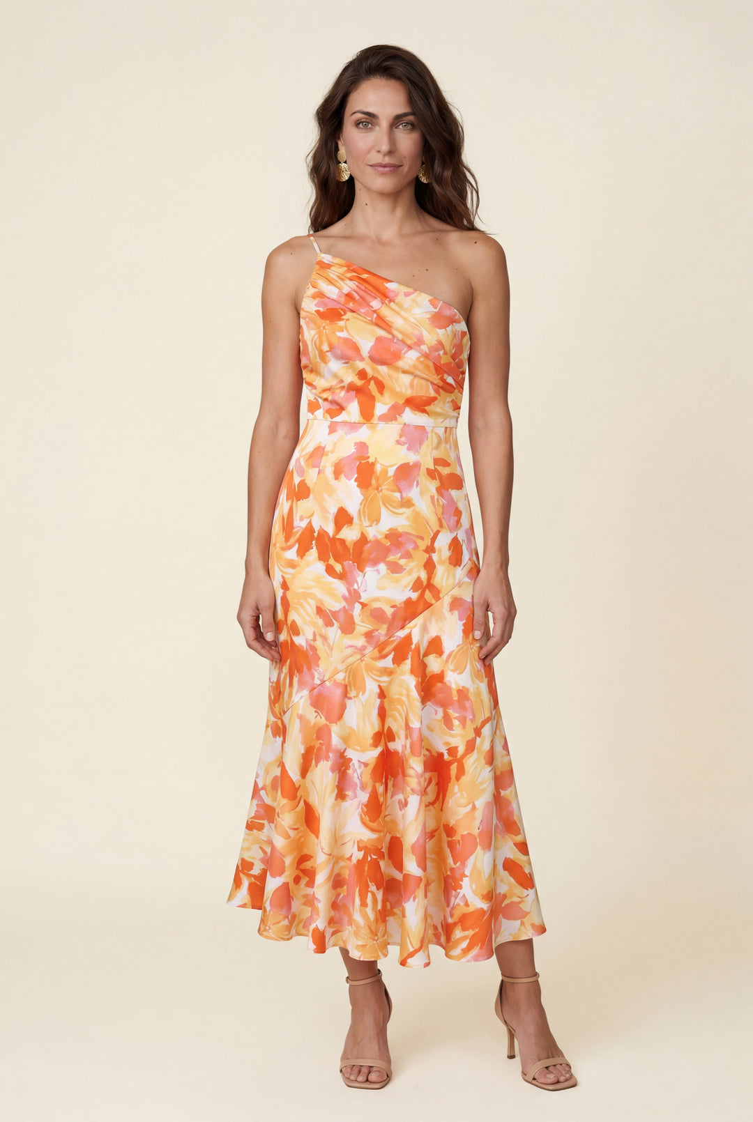 Daisy | Classic Floral One-Shoulder Midi Races Dress