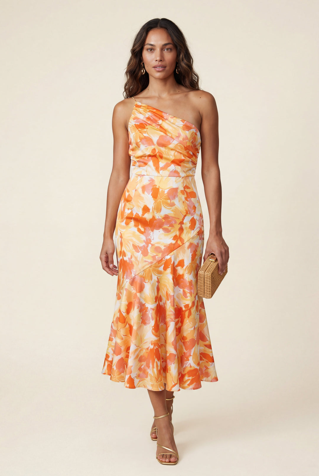 Daisy | Classic Floral One-Shoulder Midi Races Dress