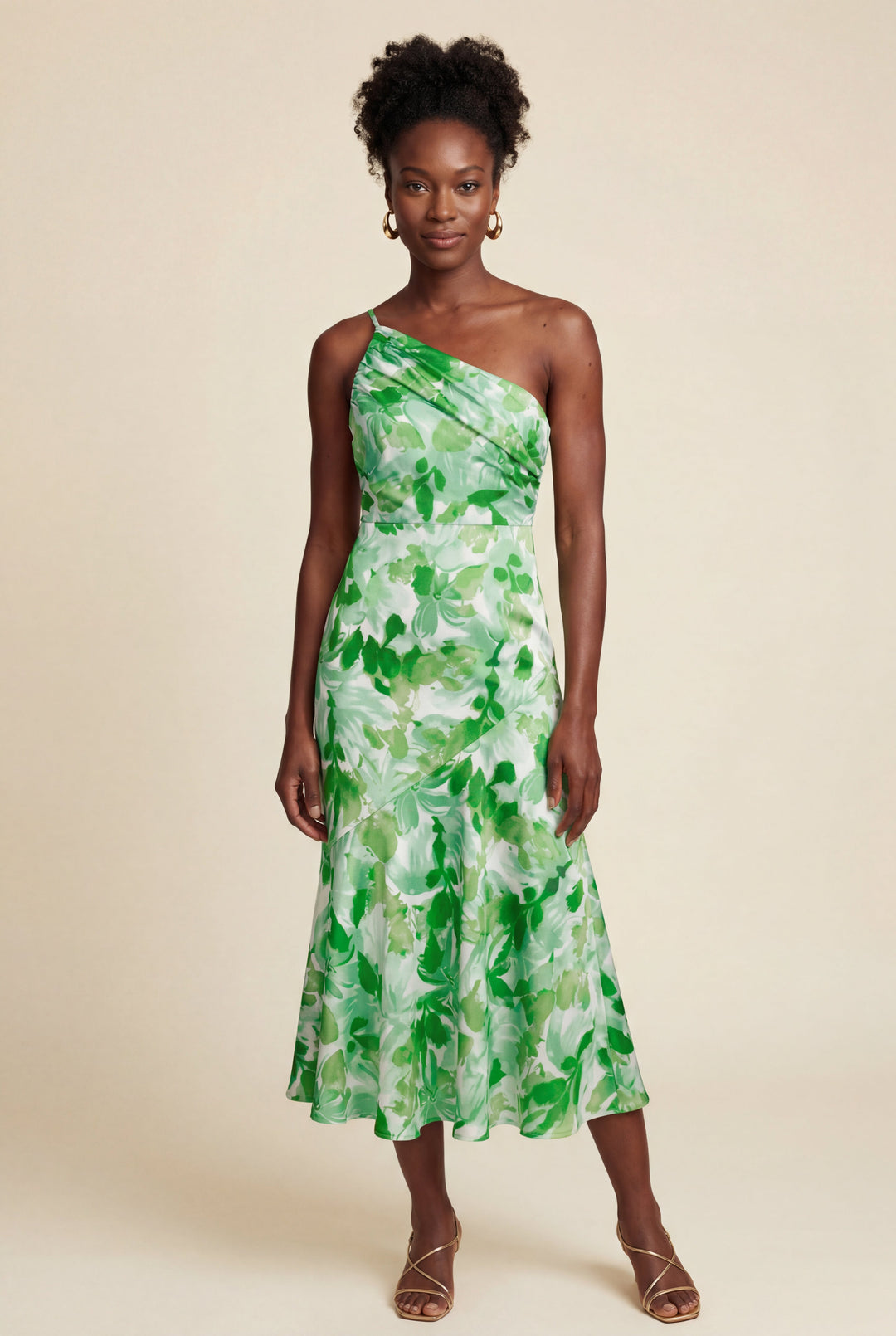 Daisy | Classic Floral One-Shoulder Midi Races Dress