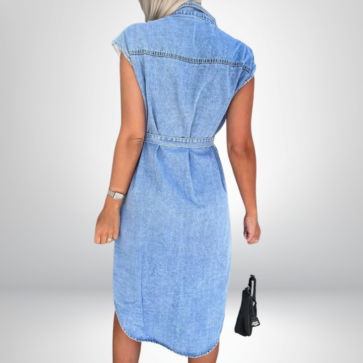 Daisy | Graceful Belted Denim Shirt Dress