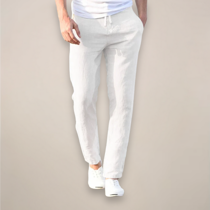 Daniel | Refined Straight Leg Linen Pants with Drawstring Waist