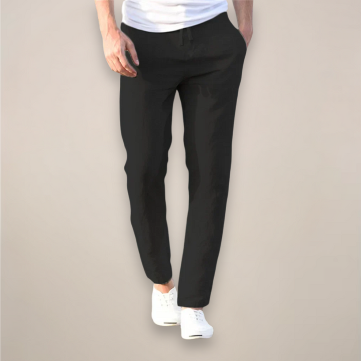 Daniel | Refined Straight Leg Linen Pants with Drawstring Waist