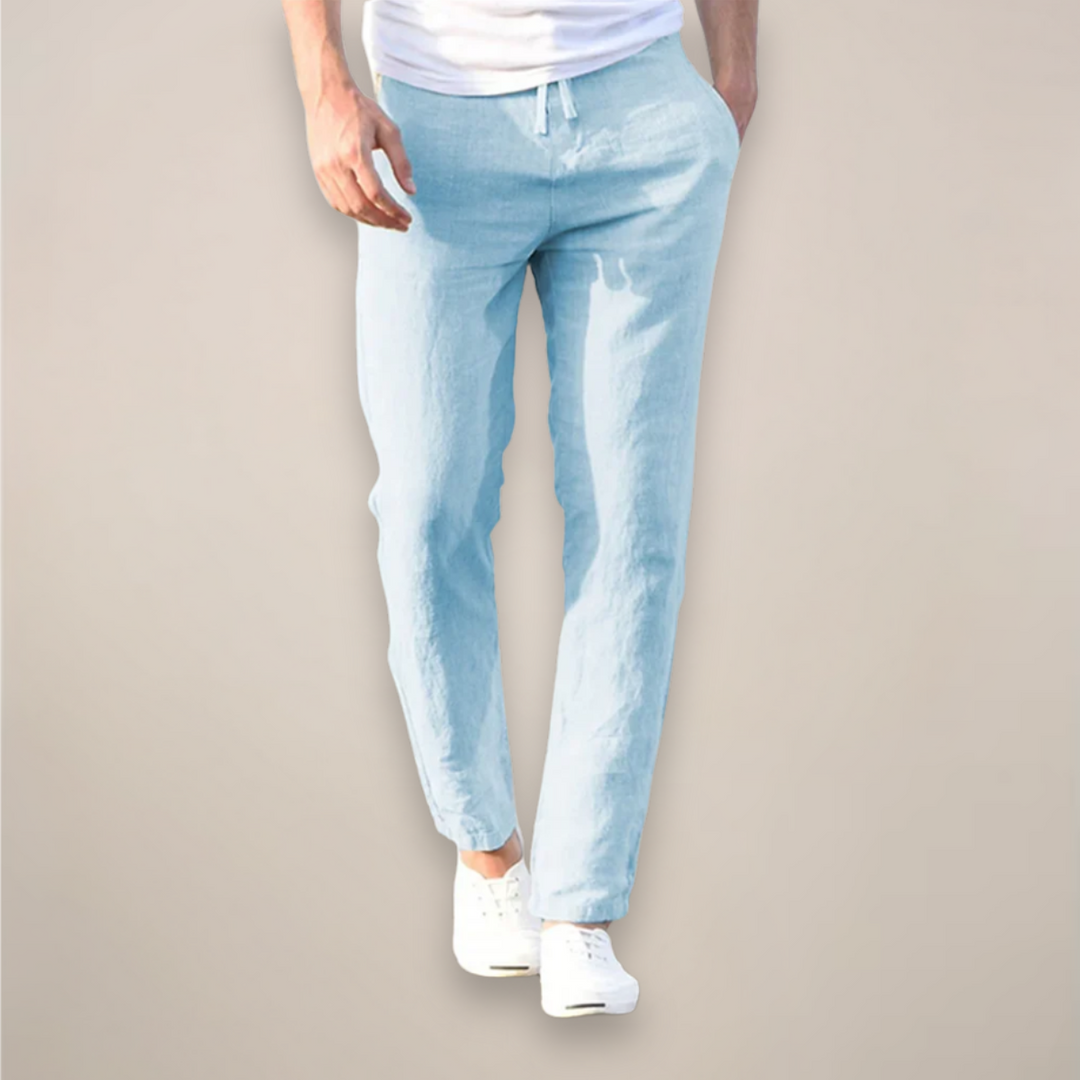 Daniel | Refined Straight Leg Linen Pants with Drawstring Waist