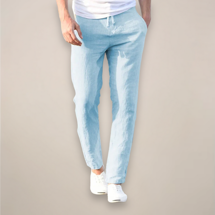 Daniel | Refined Straight Leg Linen Pants with Drawstring Waist