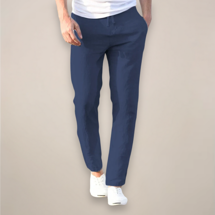 Daniel | Refined Straight Leg Linen Pants with Drawstring Waist