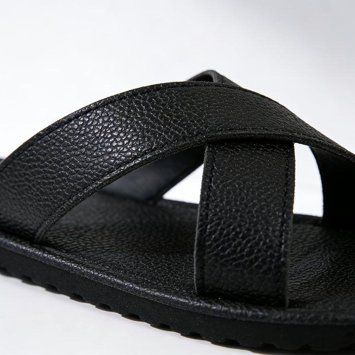 Daniel | Relaxed Cross Strap Slip On Mens Slides