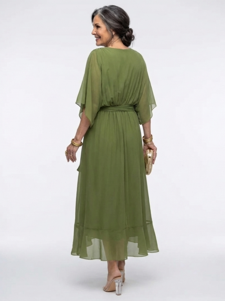 Delilah | Effortless V-Neck Tie-Waist Midi Summer Dresses