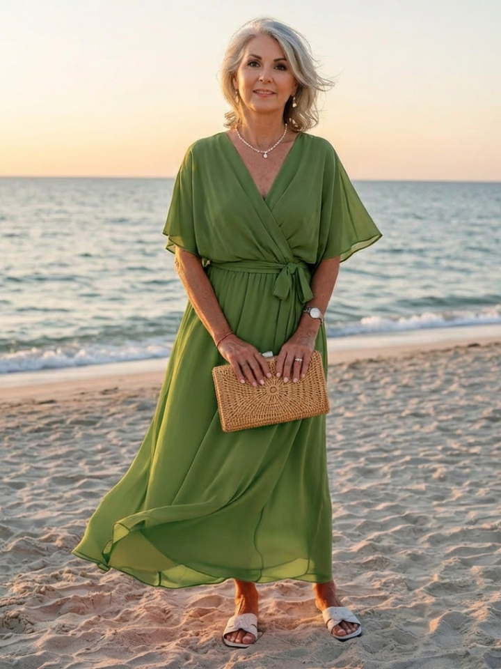 Delilah | Effortless V-Neck Tie-Waist Midi Summer Dresses