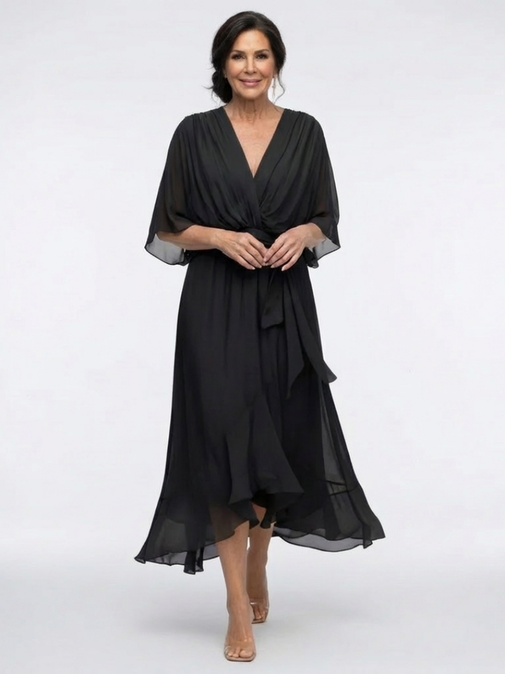 Delilah | Effortless V-Neck Tie-Waist Midi Summer Dresses