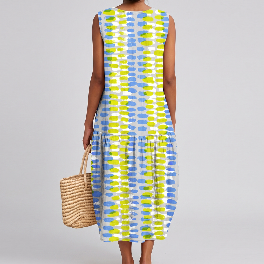 Delilah | Sophisticated Sleeveless Tiered Midi Linen Dress