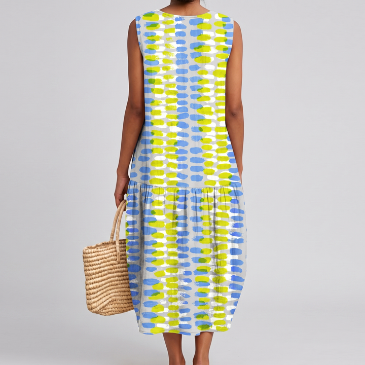 Delilah | Sophisticated Sleeveless Tiered Midi Linen Dress