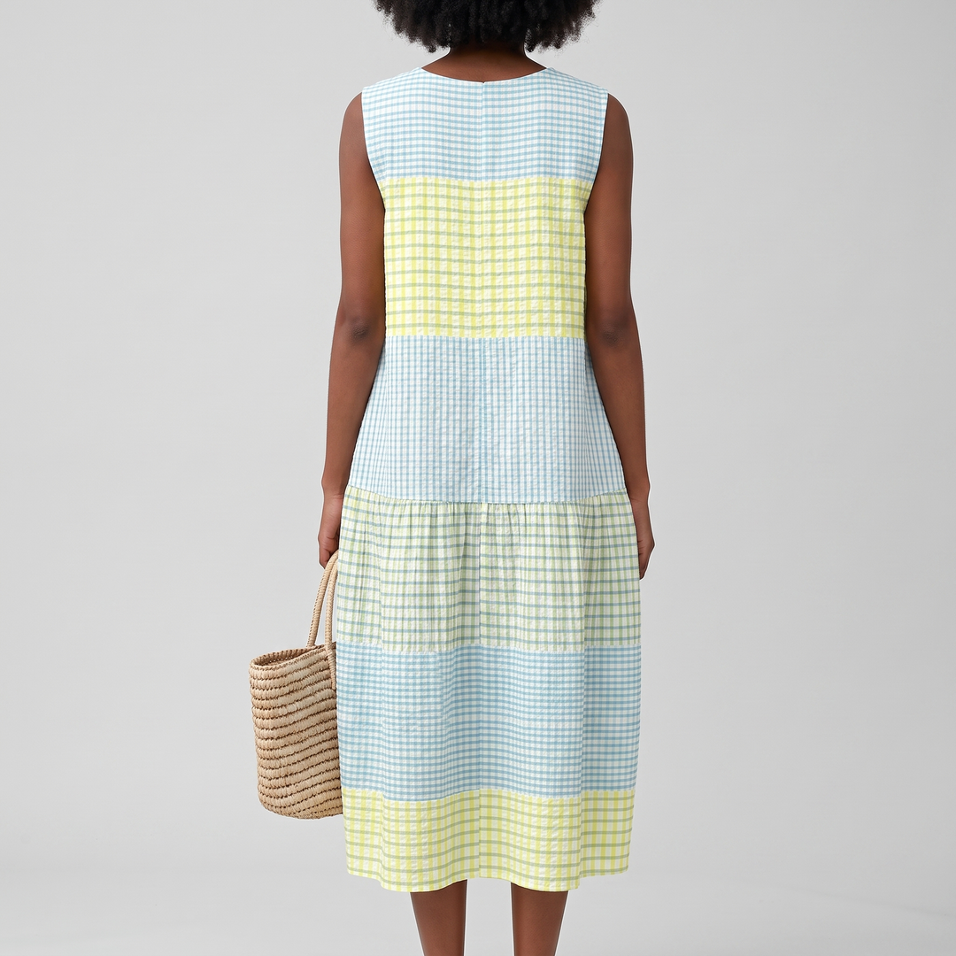 Delilah | Sophisticated Sleeveless Tiered Midi Linen Dress