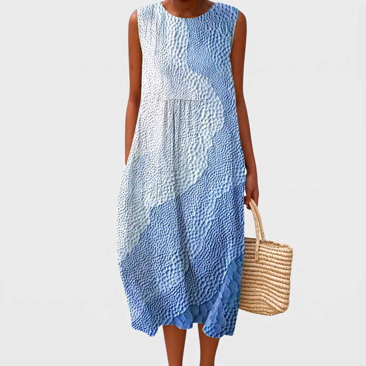 Delilah | Sophisticated Sleeveless Tiered Midi Linen Dress