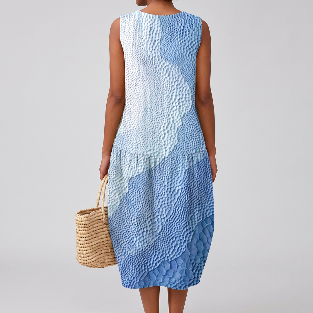 Delilah | Sophisticated Sleeveless Tiered Midi Linen Dress