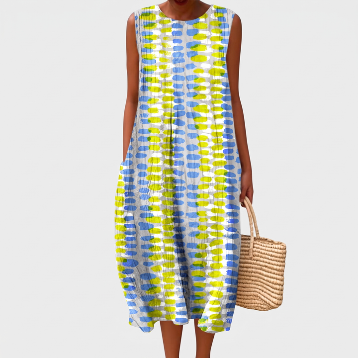 Delilah | Sophisticated Sleeveless Tiered Midi Linen Dress