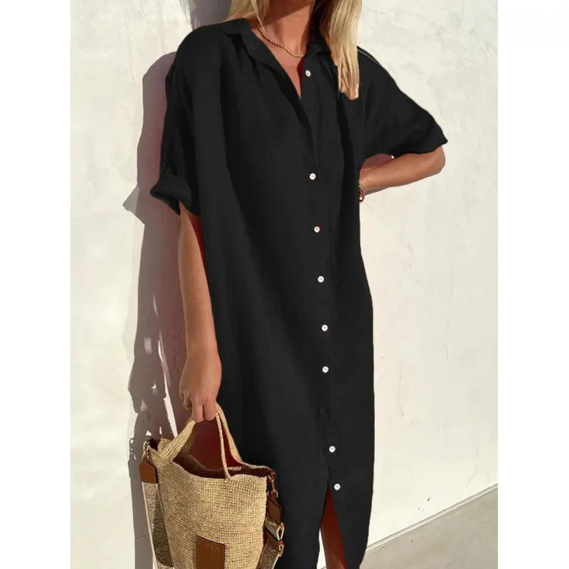 Eden | Classic Relaxed Linen Shirt Dress
