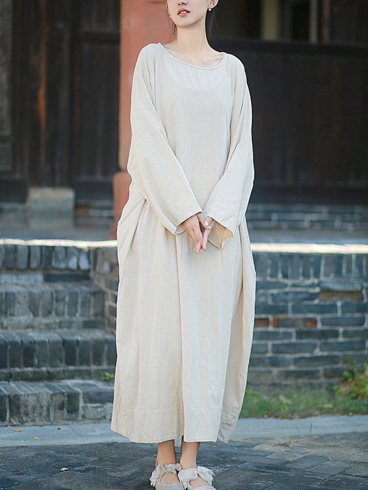 Eden | Oversized Long Sleeve Maxi Linen Dress
