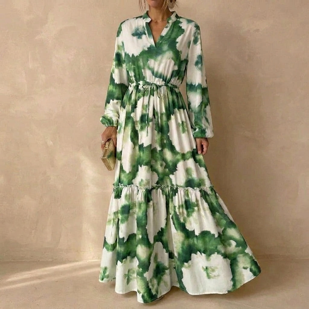 Eden | Refined Tiered Maxi Race Dress with Long Sleeves